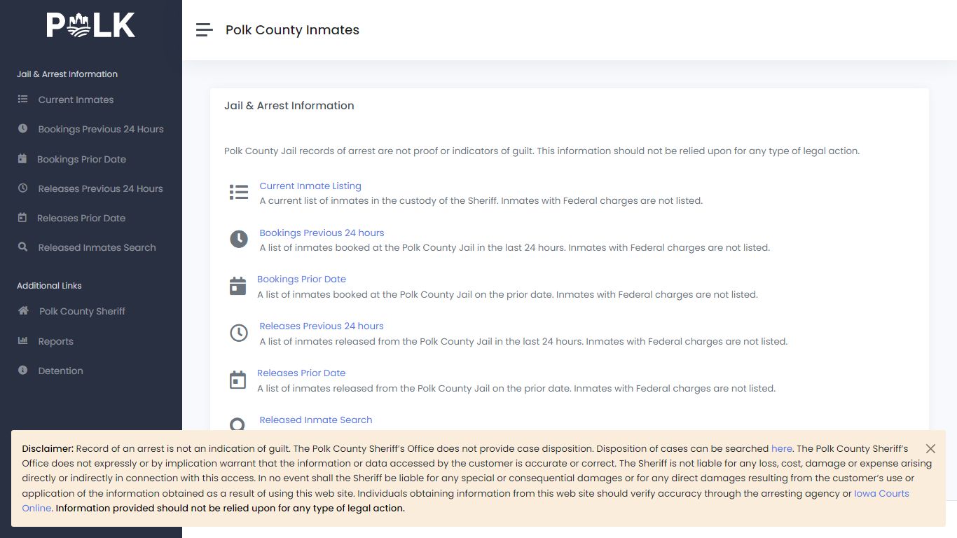 Jail & Arrest Information - Polk Inmates - Polk County Iowa